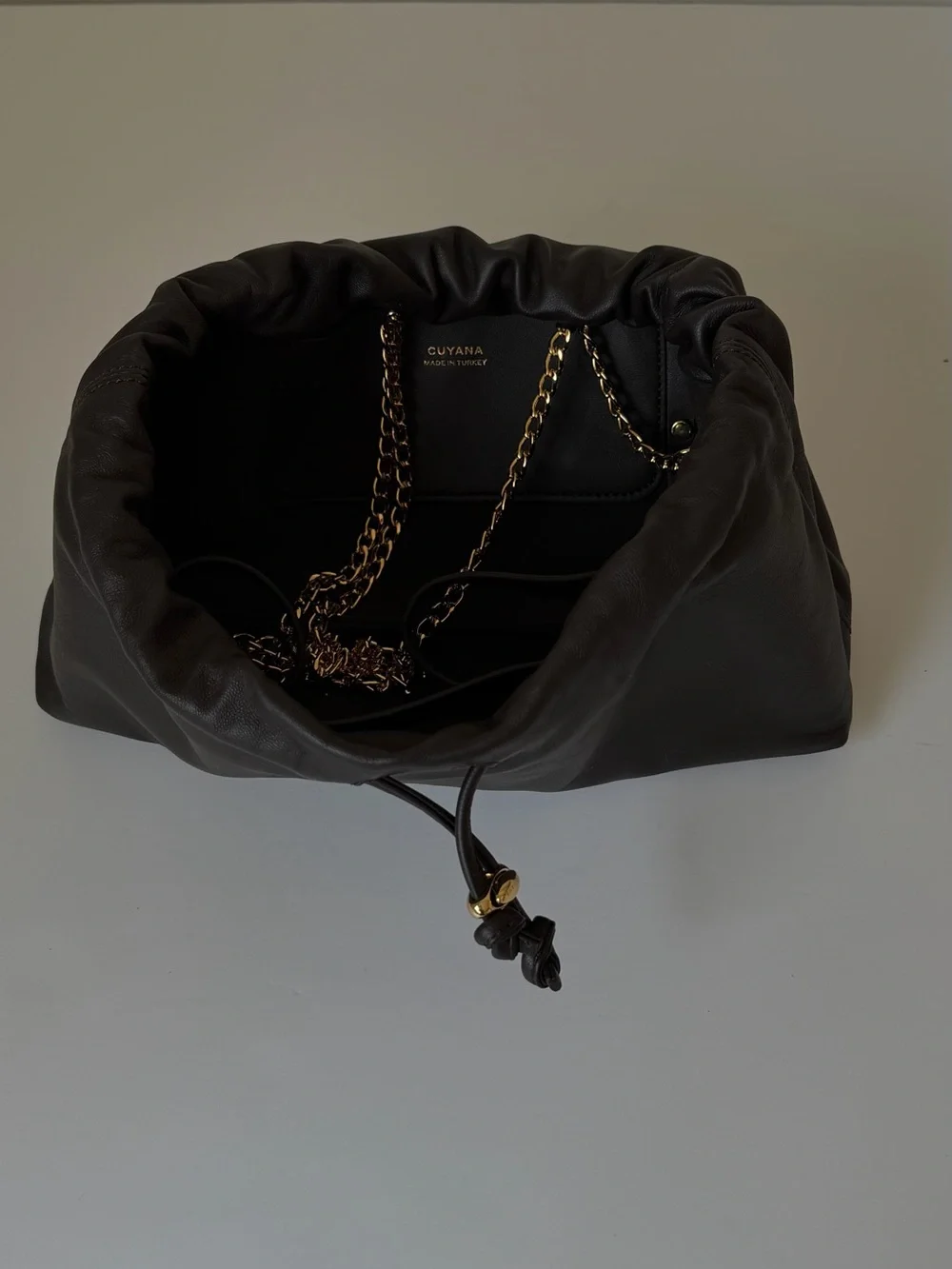 Cuyana Drawstring Brown Leather Bag - mini dia bag - Picture 12 of 15